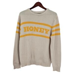 Hillflint cream yellow HONEY pullover sweater mens medium Y2K